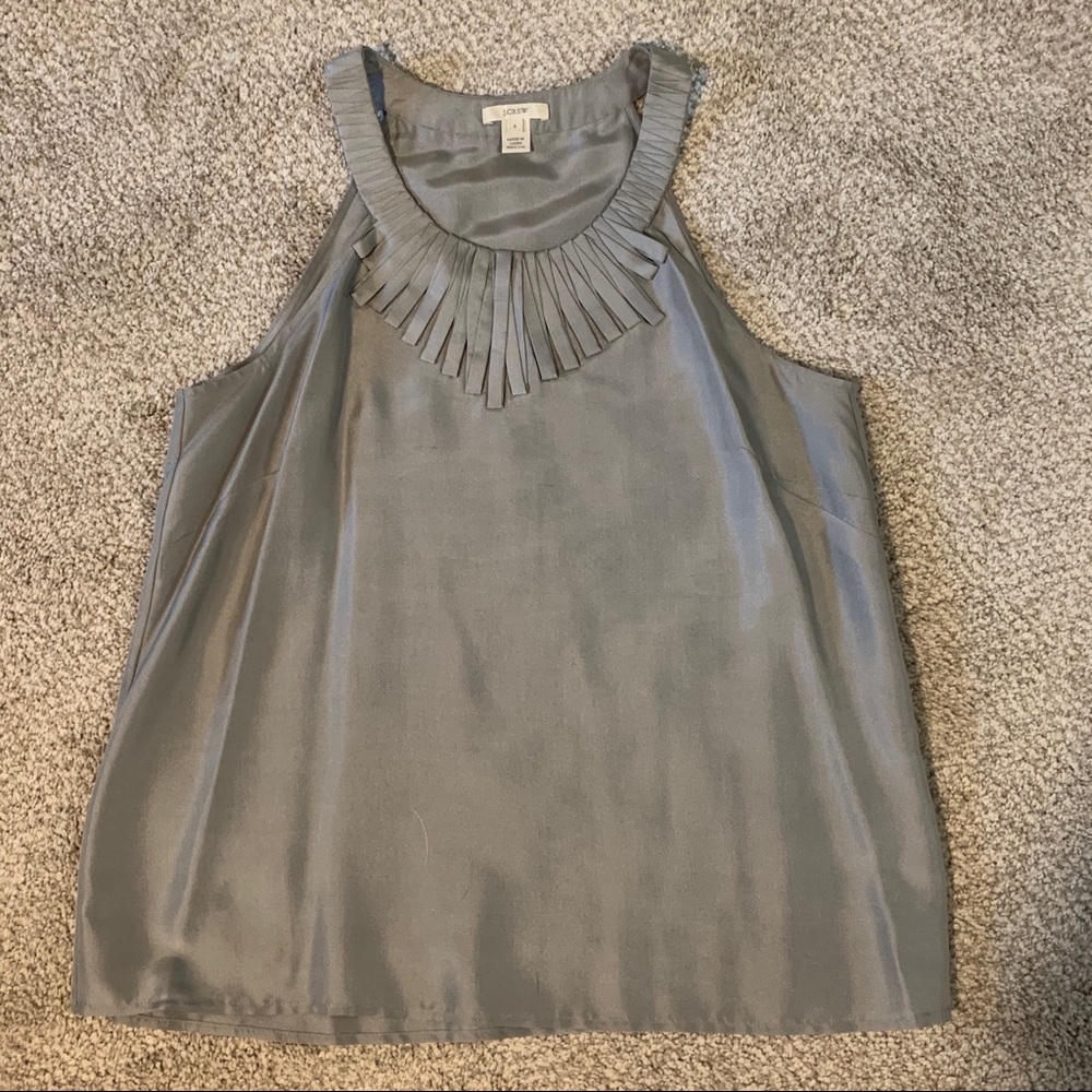 Grey sleeveless J Crew blouse/tank